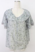 axes femme / レース切り替え花柄チュニック  グレー T-26-03-24-017-AX-TO-SA-ZT