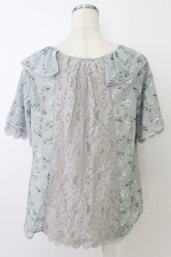 画像2: axes femme / レース切り替え花柄チュニック  グレー T-26-03-24-017-AX-TO-SA-ZT