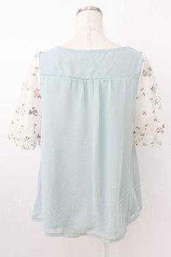 画像2: axes femme / お花刺繍チュール袖プルオーバー  サックス T-26-03-24-018-AX-TO-SA-ZT