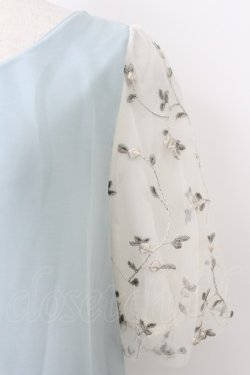 画像3: axes femme / お花刺繍チュール袖プルオーバー  サックス T-26-03-24-018-AX-TO-SA-ZT