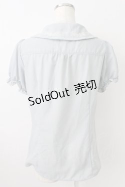 画像2: axes femme POETIQUE / リボン刺繍襟半袖ブラウス  サックス T-26-03-24-019-AX-BL-SA-ZT