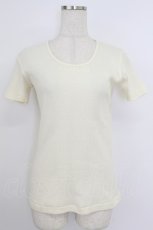 画像1: INGEBORG / リブ刺繍ロゴ半袖トップス  アイボリー T-26-03-24-003-LO-TO-SA-ZT653 (1)