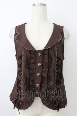 画像1: axes femme / レースアップベスト  ブラウン T-26-03-24-024-AX-TO-SA-ZT