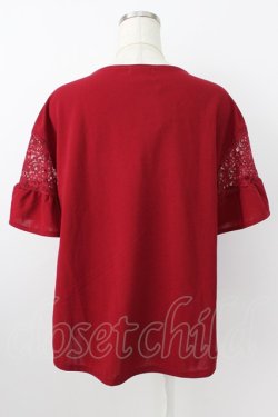 画像2: axes femme / 袖レース切替カットPO  赤 T-26-03-25-024-AX-TO-SA-ZT
