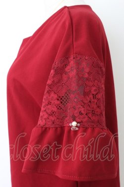 画像3: axes femme / 袖レース切替カットPO  赤 T-26-03-25-024-AX-TO-SA-ZT