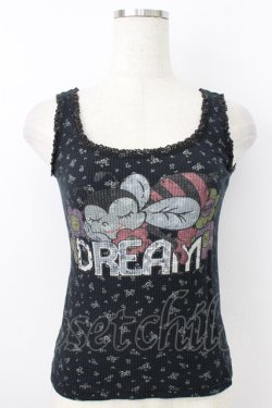 画像1: MILK / 花柄ワッフル地プリントノースリーブトップス  ブラック T-26-03-25-025-ML-TO-SA-ZT