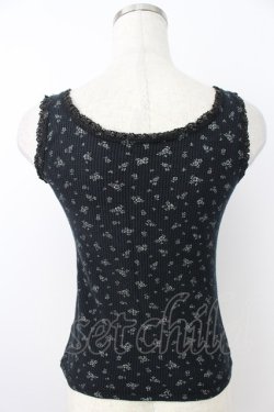 画像2: MILK / 花柄ワッフル地プリントノースリーブトップス  ブラック T-26-03-25-025-ML-TO-SA-ZT