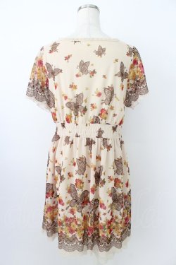 画像2: axes femme / 蝶&フラワープリントワンピース  ベージュＸブラウン T-26-03-25-033-AX-OP-SA-ZT