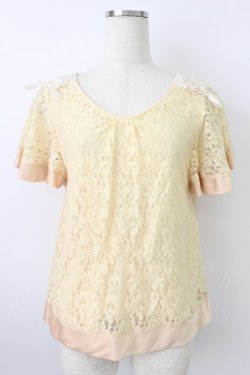 画像1: axes femme / レース半袖カットソー  アイボリー T-26-03-25-004-AX-TO-SA-ZT