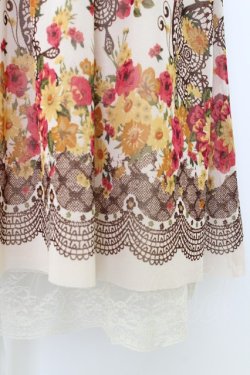 画像4: axes femme / 蝶&フラワープリントワンピース  ベージュＸブラウン T-26-03-25-033-AX-OP-SA-ZT