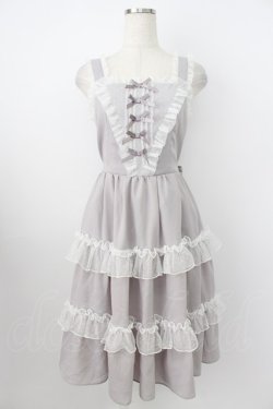 画像1: axes femme / プチリボンジャンパースカート  グレー T-26-03-25-035-0-OP-SA-ZT