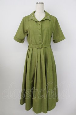 画像1: an another angelus / 花刺繍変形開衿ワンピース  カーキ T-26-03-25-039-CA-OP-SA-ZT