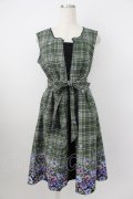 axes femme / チェック×花柄ワンピース  グリーンチェック T-26-03-25-040-AX-OP-SA-ZT