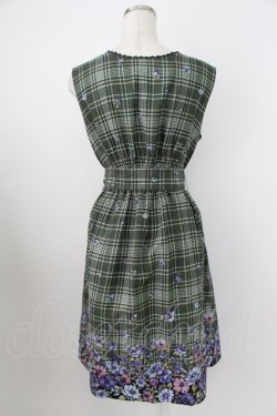 画像2: axes femme / チェック×花柄ワンピース  グリーンチェック T-26-03-25-040-AX-OP-SA-ZT