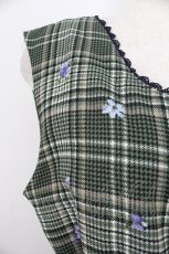 画像4: axes femme / チェック×花柄ワンピース  グリーンチェック T-26-03-25-040-AX-OP-SA-ZT658 (4)