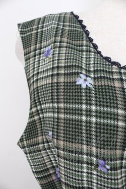 画像4: axes femme / チェック×花柄ワンピース  グリーンチェック T-26-03-25-040-AX-OP-SA-ZT