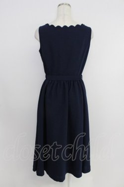 画像2: an another angelus / スカラップ衿ぐりフィットandフレアーワンピース  ネイビー T-26-03-25-041-CA-OP-SA-ZT