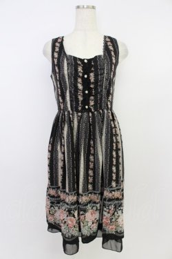 画像1: axes femme / ローズストライプジャンスカ  黒 T-26-03-25-042-AX-OP-SA-ZT