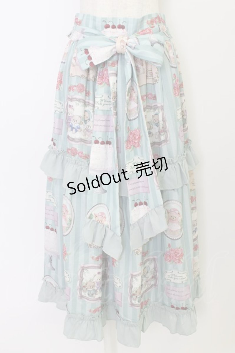 画像1: axes femme kawaii / ティティ×ベアファミリースカート  サックス T-26-03-25-044-AX-SK-SA-ZT659 (1)
