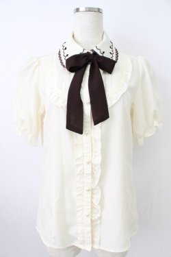 画像1: axes femme / トランプアイコン刺繍ブラウス  アイボリー T-26-03-25-006-AX-BL-SA-ZT