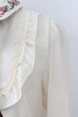 画像3: axes femme / お花刺繍フリルブラウス  アイボリーＸブラウン T-26-03-25-008-AX-BL-SA-ZT658 (3)