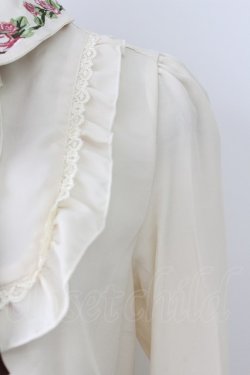 画像3: axes femme / お花刺繍フリルブラウス  アイボリーＸブラウン T-26-03-25-008-AX-BL-SA-ZT