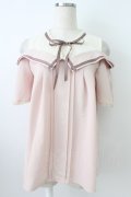 axes femme POETIQUE / チュール切替オフショルトップス M ピンク T-26-03-25-012-AX-TO-SA-ZT