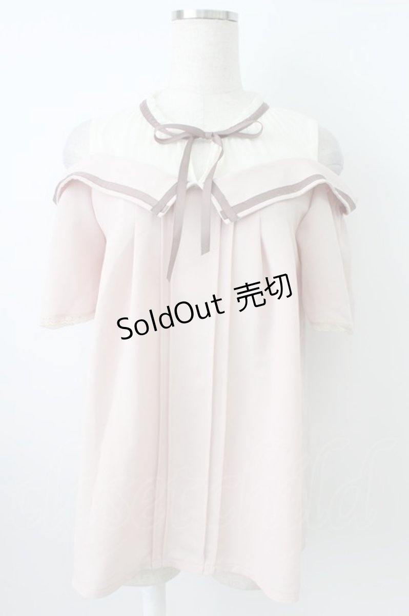 画像1: axes femme POETIQUE / チュール切替オフショルトップス M ピンク T-26-03-25-012-AX-TO-SA-ZH (1)