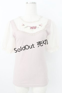 画像1: axes femme POETIQUE / ブーケリボン刺繍リブプルオーバー M アワピンク T-26-03-25-015-AX-TO-SA-ZT