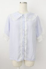 画像1: axes femme kawaii / ドットチュール半袖ブラウス  ラベンダー T-26-03-25-019-AX-BL-SA-ZT658 (1)