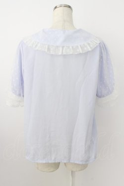 画像2: axes femme kawaii / ドットチュール半袖ブラウス  ラベンダー T-26-03-25-019-AX-BL-SA-ZT