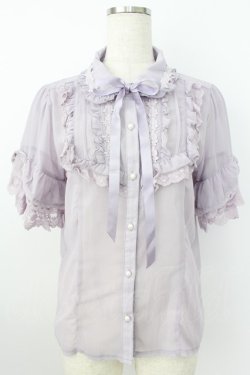 画像1: axes femme / シアーフリル丸襟ブラウス  ラベンダー T-26-03-25-021-AX-BL-SA-ZT
