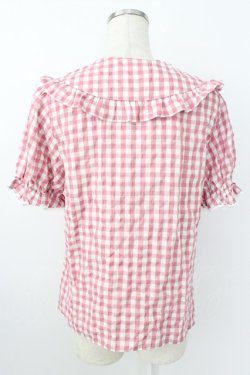 画像2: axes femme kawaii / ギンガムチェック半袖ブラウス M ピンク T-26-03-25-022-AX-BL-SA-ZT