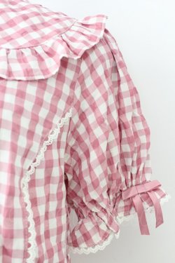 画像3: axes femme kawaii / ギンガムチェック半袖ブラウス M ピンク T-26-03-25-022-AX-BL-SA-ZT