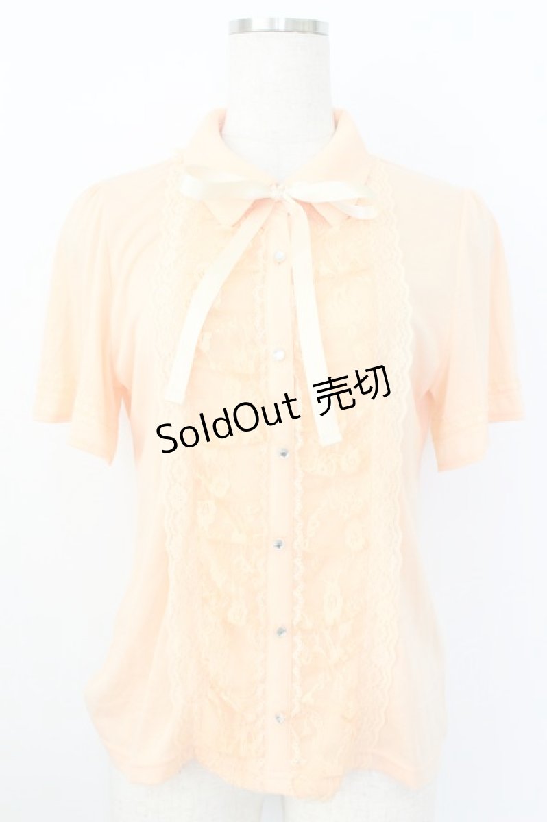 画像1: axes femme / レース配色ブラウス風Tシャツ  ピンク T-26-03-25-023-AX-TO-SA-ZT658 (1)