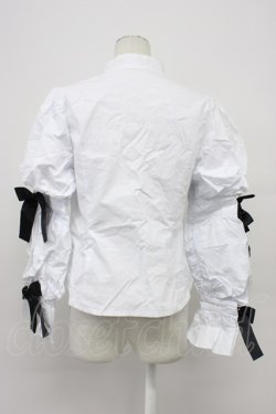 画像2: AND ROMEO / パールブローチリボンブラウス  白Ｘ黒 T-26-03-30-022-LO-BL-SA-ZT