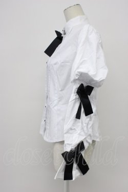 画像3: AND ROMEO / パールブローチリボンブラウス  白Ｘ黒 T-26-03-30-022-LO-BL-SA-ZT
