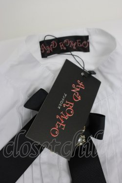 画像6: AND ROMEO / パールブローチリボンブラウス  白Ｘ黒 T-26-03-30-022-LO-BL-SA-ZT
