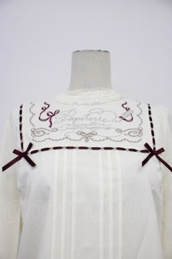 画像5: axes femme POETIQUE / パペトゥリーロゴ刺繍ブラウス  アイボリーＸブラウン T-26-03-30-024-AX-BL-SA-ZH