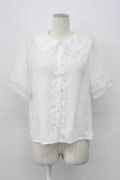 axes femme kawaii / ドットチュール半袖ブラウス  白 T-26-03-30-026-AX-BL-SA-ZT