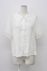 画像1: axes femme kawaii / ドットチュール半袖ブラウス  白 T-26-03-30-026-AX-BL-SA-ZT659 (1)