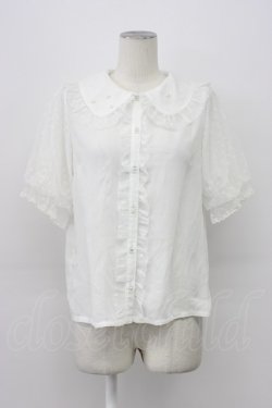 画像1: axes femme kawaii / ドットチュール半袖ブラウス  白 T-26-03-30-026-AX-BL-SA-ZT