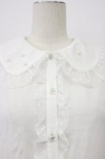 画像6: axes femme kawaii / ドットチュール半袖ブラウス  白 T-26-03-30-026-AX-BL-SA-ZT659 (6)