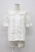 Chalmiere / トーションレース丸襟半袖ブラウス  白 T-26-03-30-027-0-BL-SA-ZT