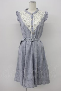 画像1: axes femme / ベルト付チェック柄ワンピース  ラベンダー T-26-03-30-033-AX-OP-SA-ZT