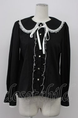 画像1: majoretty / デカエリリボンタイブラウス M 黒 T-26-03-30-035-GO-BL-SA-ZT