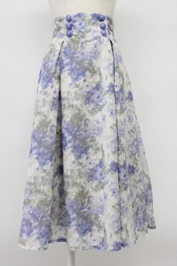 画像1: an another angelus / ダブル釦水彩フラワー柄タックスカート  light blue T-26-03-30-005-CA-SK-SA-ZT