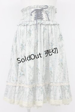 画像1: axes femme / 花柄編み上げハイウエストスカート  サックス T-26-03-30-006-AX-SK-SZ-ZT