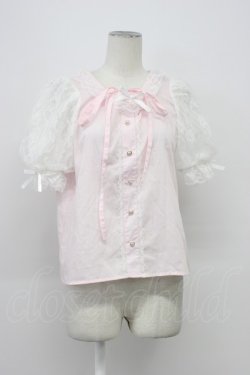 画像1: Lovely Tency / 眞白ありすコラボ/TTハンソデチョーカーBL M ピンクＸ白 T-26-03-30-013-GO-BL-SA-ZT