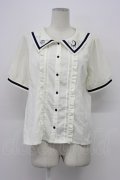 axes femme POETIQUE / 星座刺繍セーラー襟ブラウス M キナリ T-26-03-30-014-AX-BL-SA-ZH